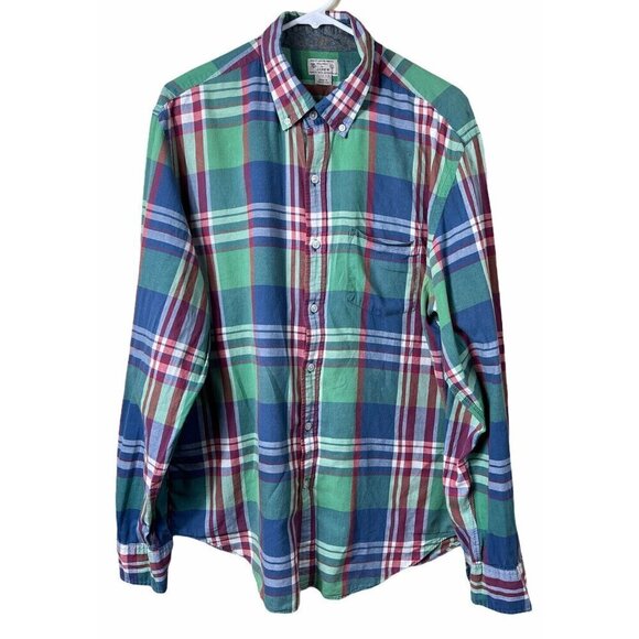Quality Woven Shirts Tailored By J Crew 100% Cotton Large Long Sleeve Checkered - Picture 1 of 6